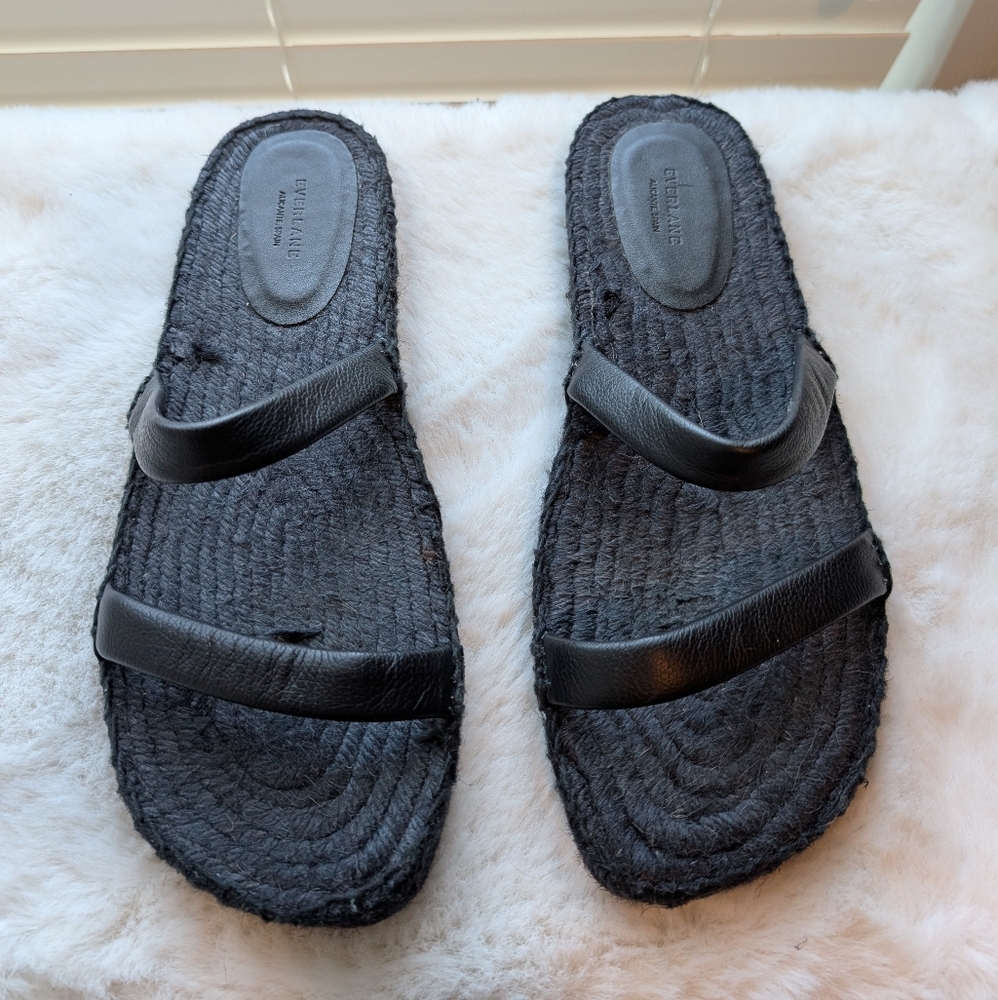 Everlane Espadrille Sandals | Size 9 | Black Leather Made in Spain
